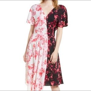 Lewit Floral Black and White Contrast Dress
